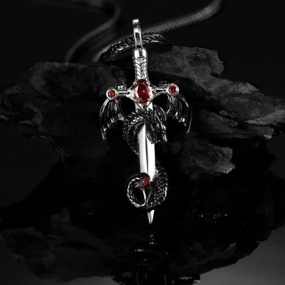 Dragon Sword Ruby Pendant Necklace